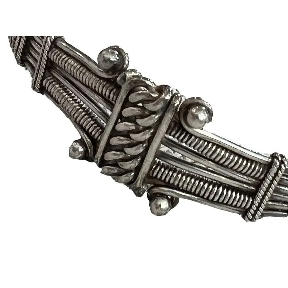 Boho Hand Crafted Sterling Silver Cuff Bracelet India 925